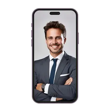 Jason Miller, business author, inside a phone screen with confident posture.